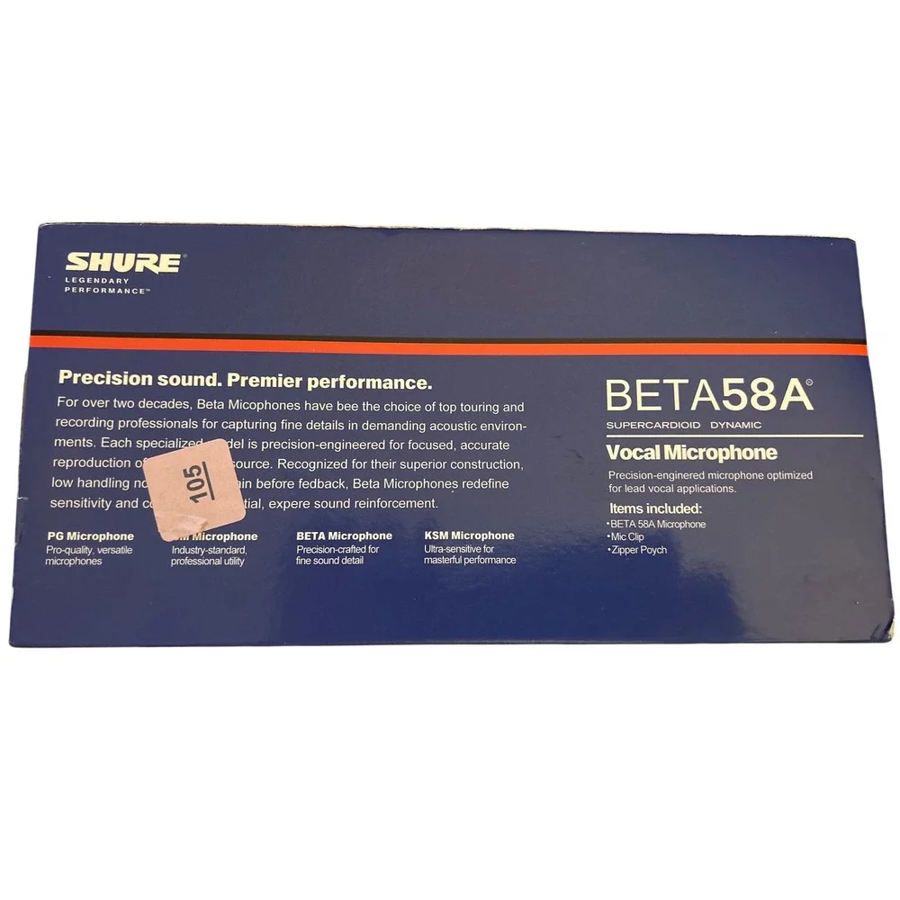 Shure Beta 58A Supercardioid Dynamic Vocal Microphone Blue Grey New NIB